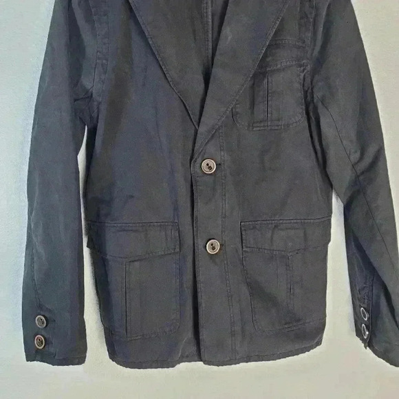 JOE'S JEANS Mens Black 2-Button Military Jacket Size Lg 100% Cotton - Picture 4 of 10